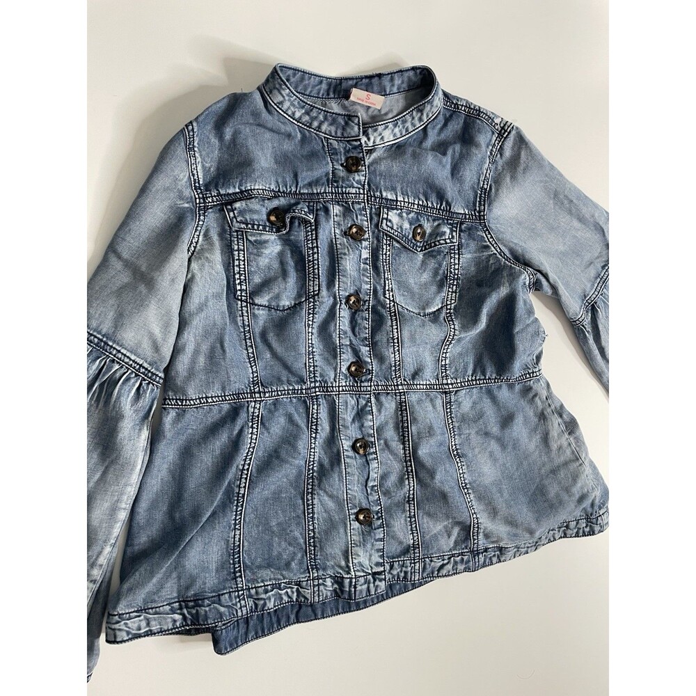 Sanctuary Blue Tencel Snap Button Up Shirt Denim Size  S